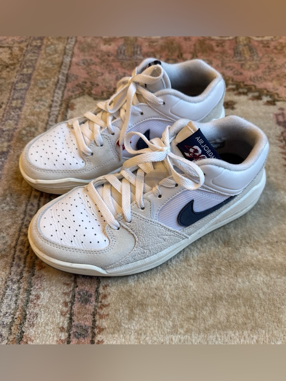 Jordan White and Navy Low-Top Sneakers